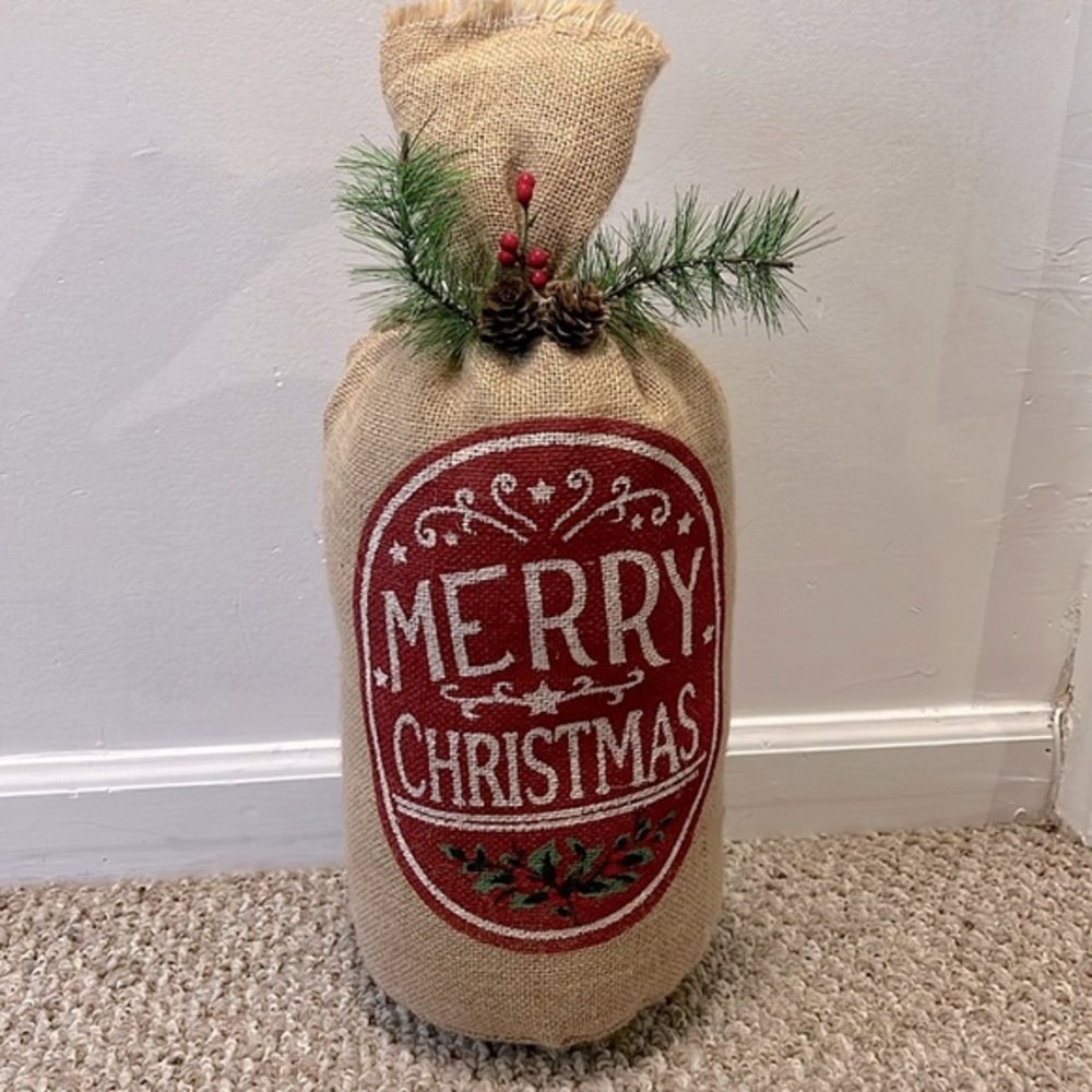 LIKE NEW CHRISTMAS BURLAP SANTA SACK DECOR